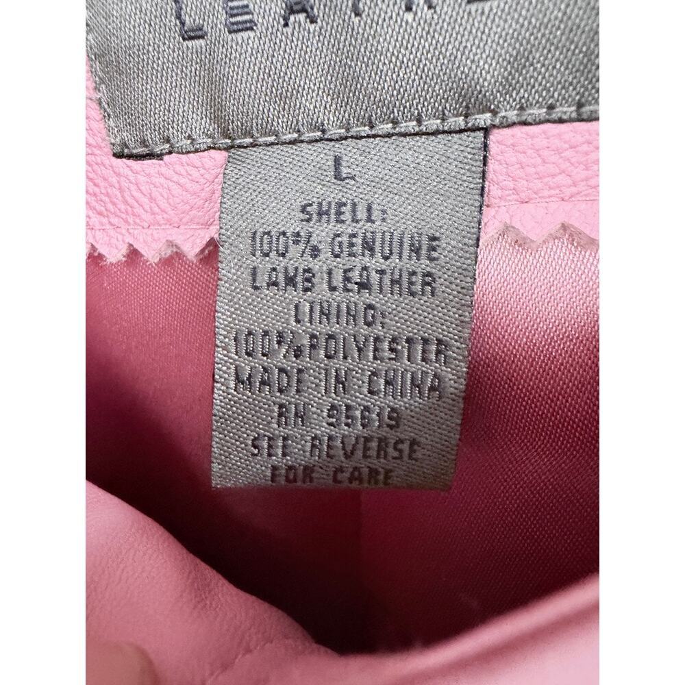 VTG Y2K Uniform John Paul Richard Pink Lamb Leather Jacket L Barbiecore - Picture 6 of 7